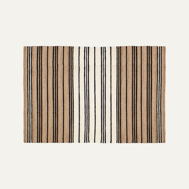 Striped large rug Elin, of jute
