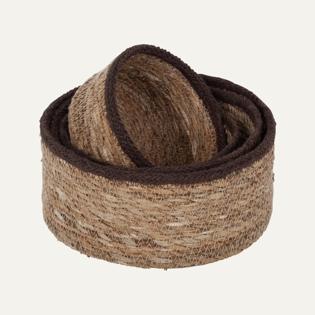 Mini basket of seagrass with brown edge of jute Emil S / 4