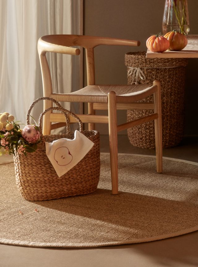 Natural grey round rug with border d150cm Jenny made of sisal