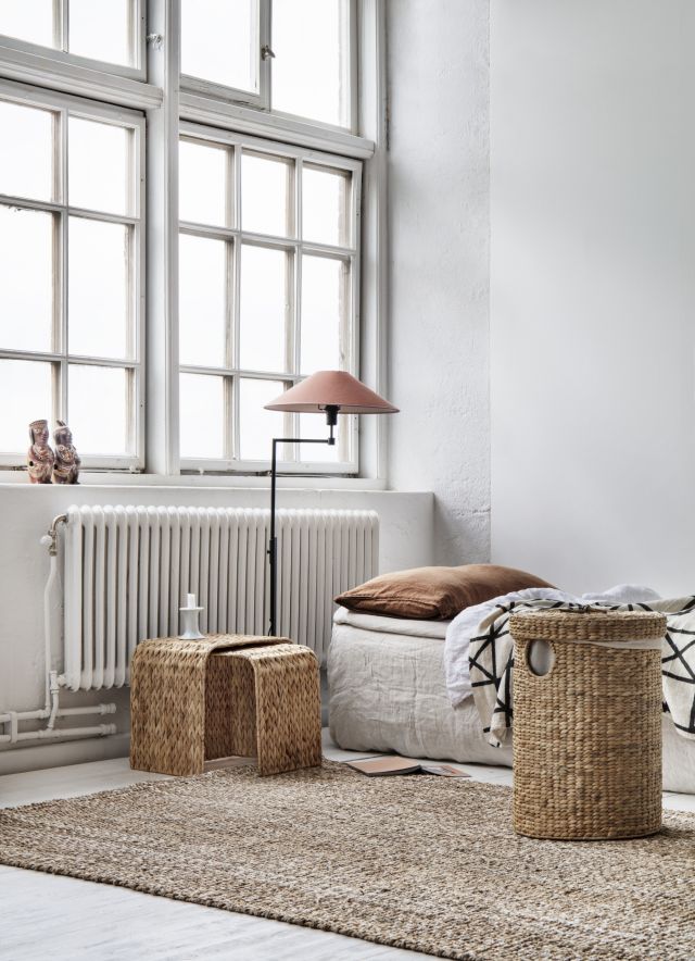 Laundry basket round Lily natural S/2